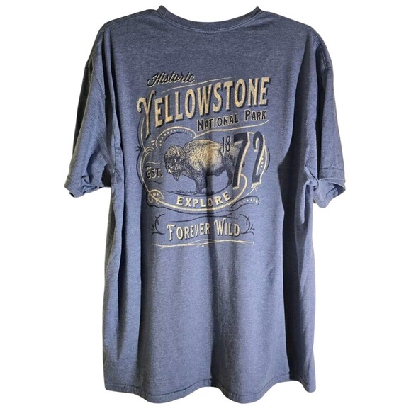 Yellowstone T-Shirt Light Blue Universal No Size Tag See Measurement Pics - Picture 2 of 4